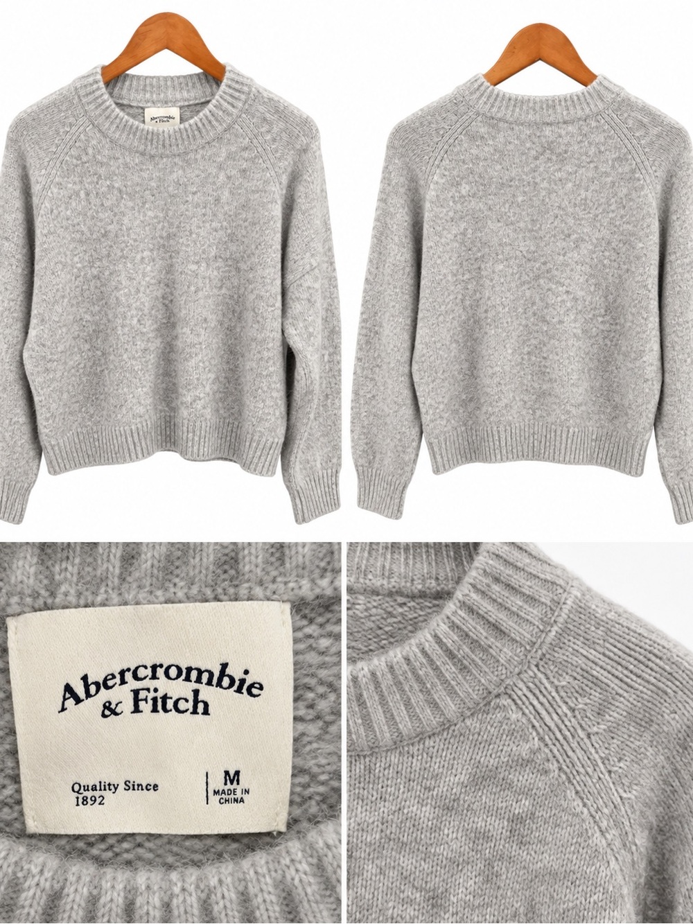Abercrombie & Fitch Gray Crewneck Knit Sweater Size Medium - Picture 2 of 2